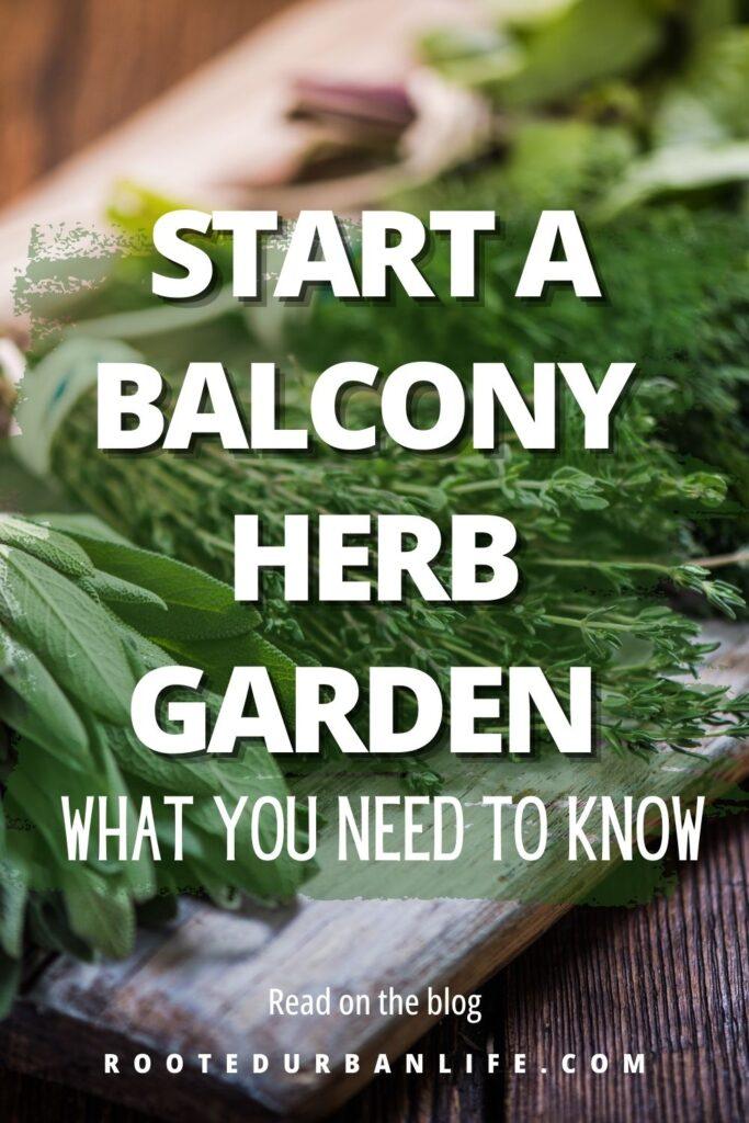 Bunches of dried hers tied on a table showing how to start a balcony herb garden