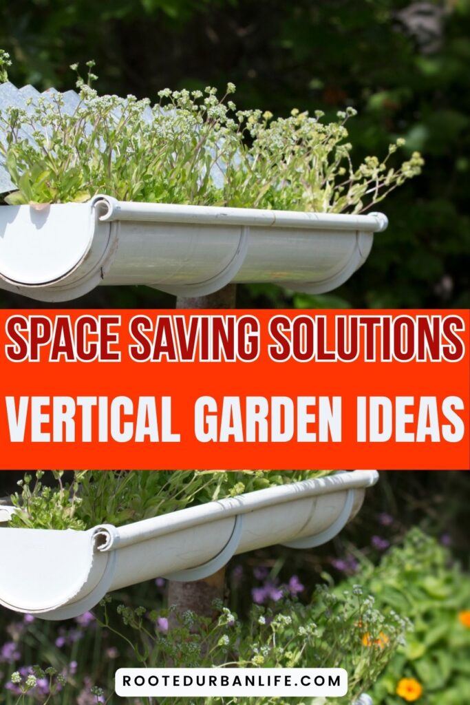 Vertical garden with repurposed gutters