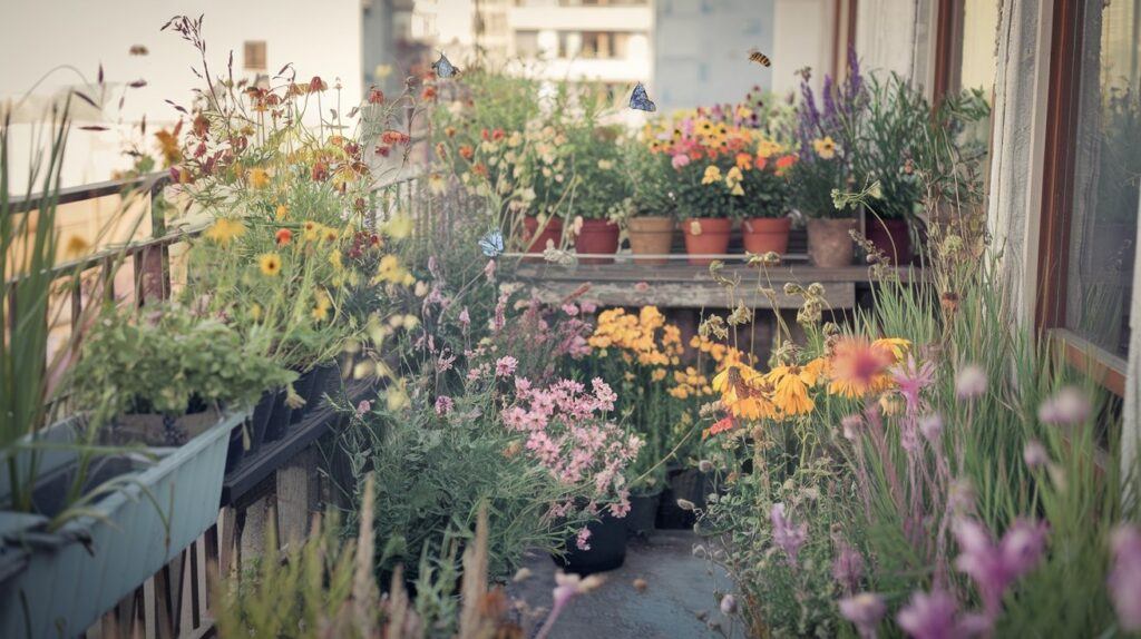 Balcony with many potted native plants
