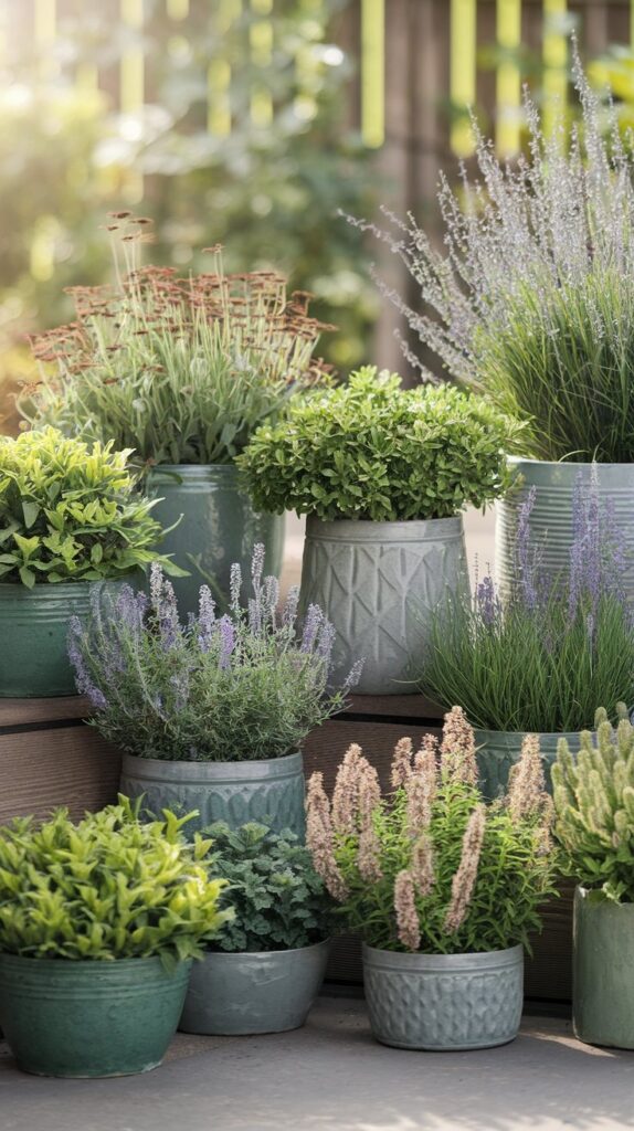 Containers with native plants