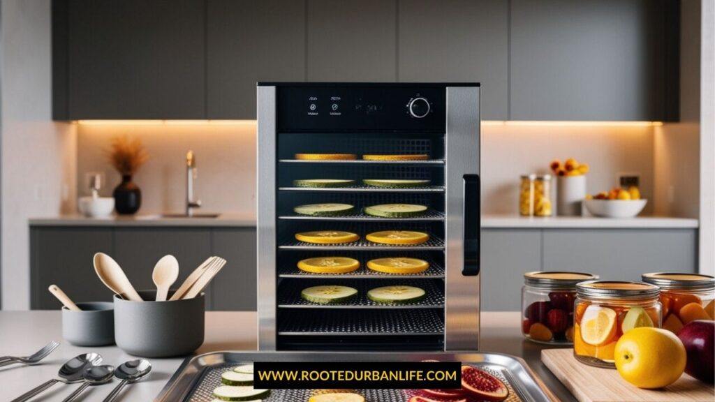 Modern urban kitchen with a dehydrator focal point on the counter