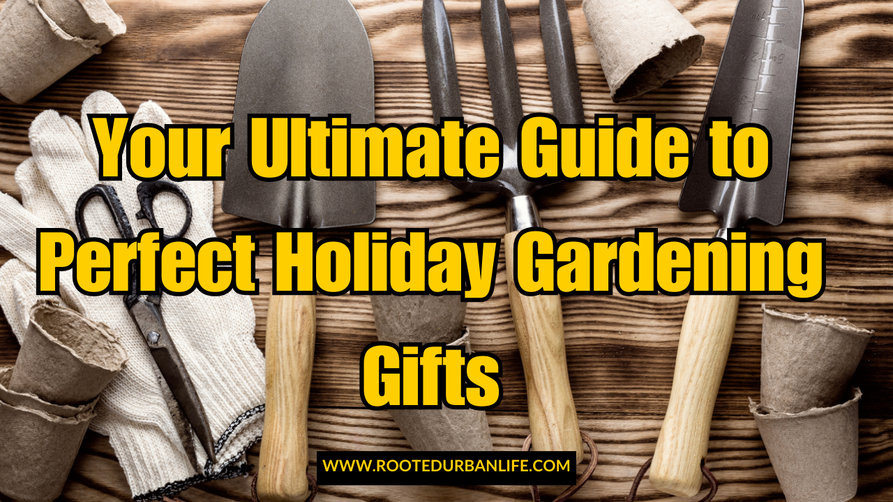 Garden tools and gloves on a wooden surface