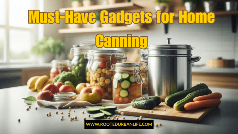 Essential Home Canning Gadgets Displayed on a Kitchen Counter