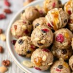A plate of energy bites on a table