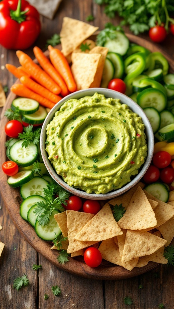 Guacamole and veggie platter