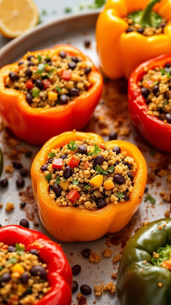 Quinoa stuffed peppers on a plate