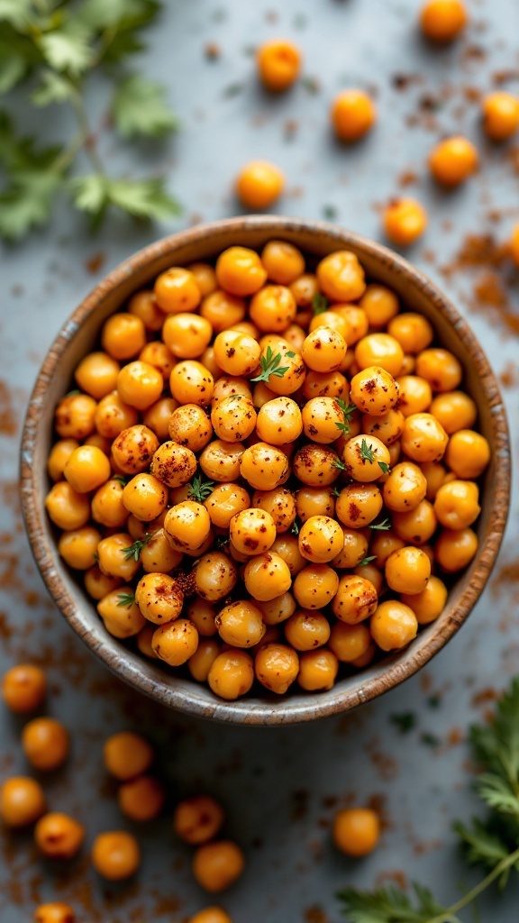 Bowl of crispy roasted chickpeas