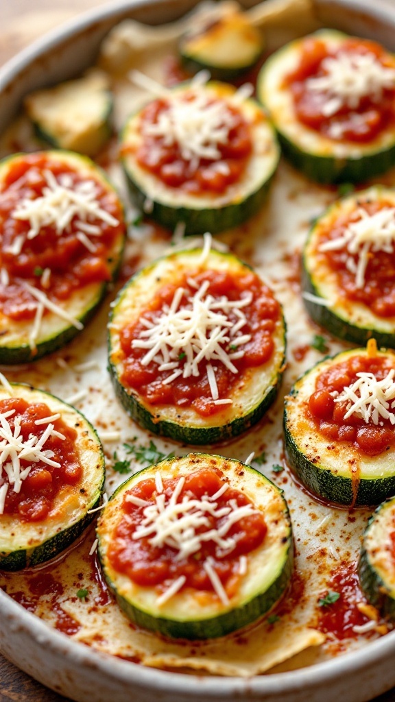 Zucchini pizza bites in a pan