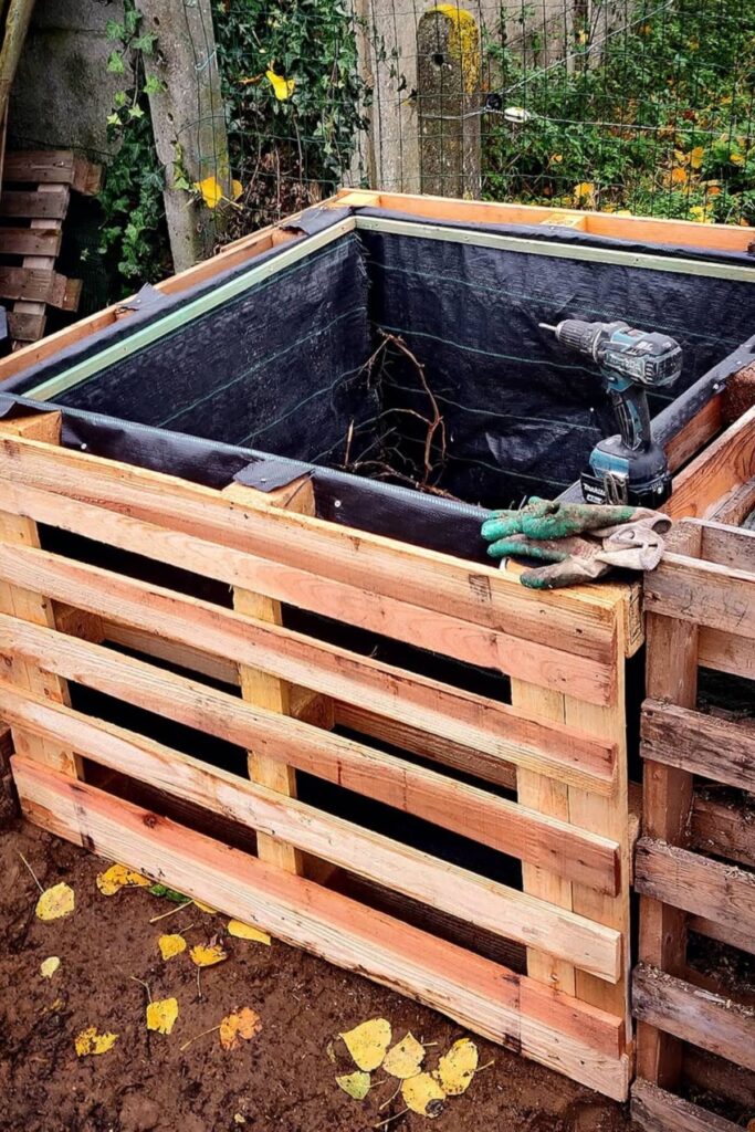Compost bin in the yard