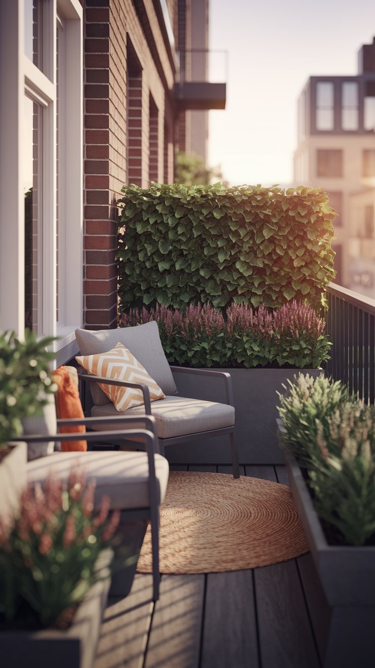 Privacy plant screen on a balcony
