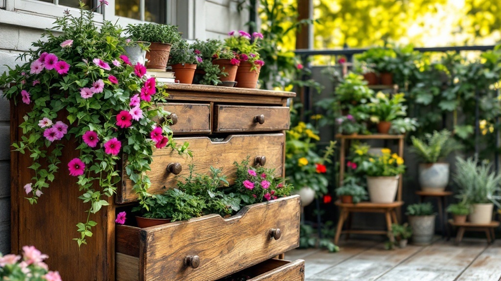 Reclaimed furniture as planters