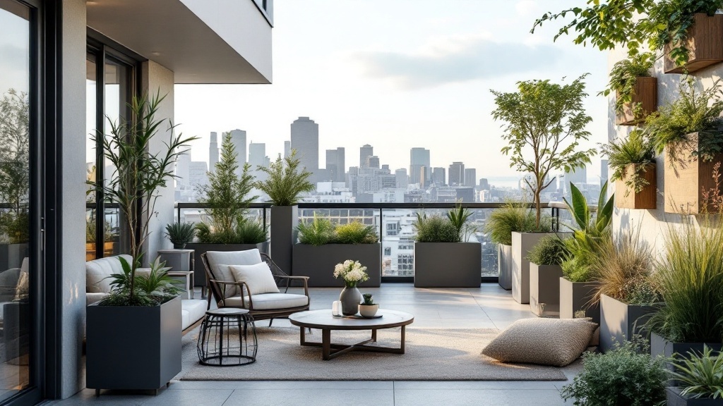Peaceful balcony garden in the city