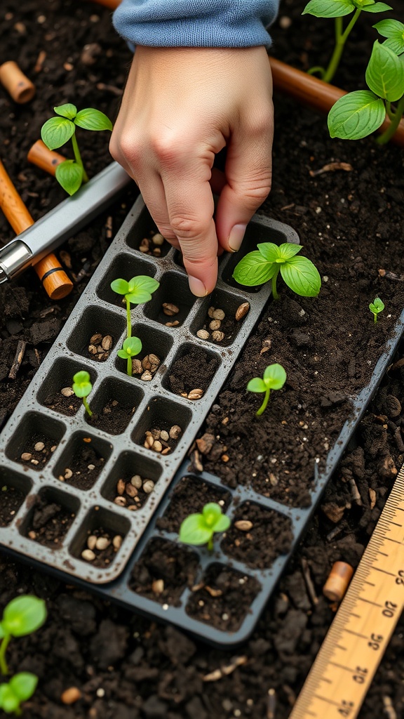 Seeds being planted indoors